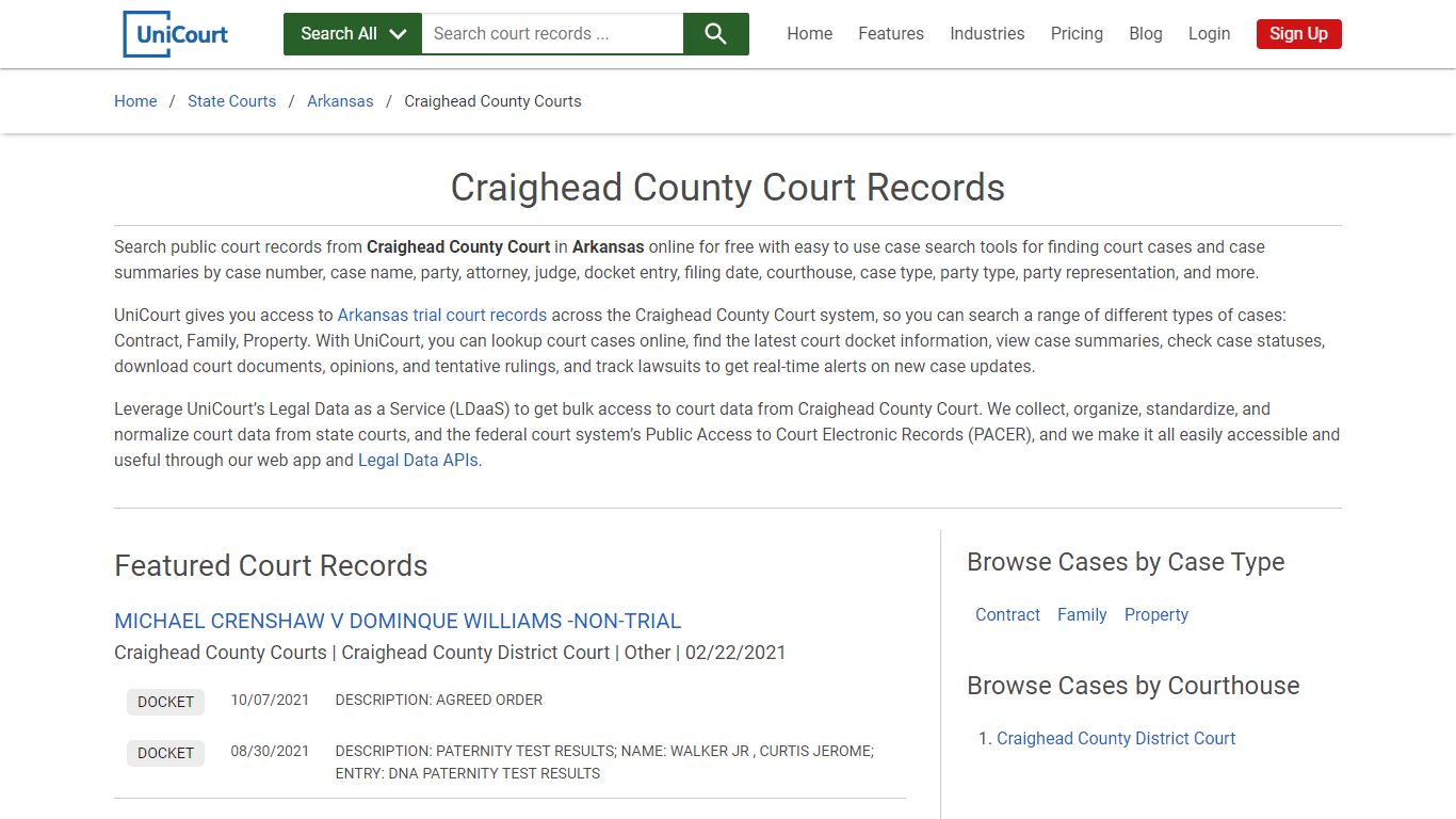 Craighead County Court Records | Arkansas | UniCourt