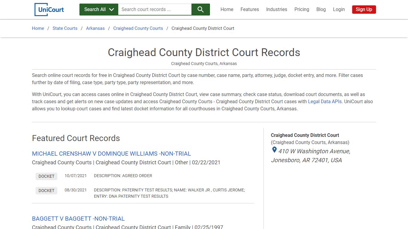 Craighead County District Court Records | Craighead | UniCourt